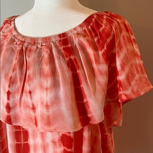 NWT Forever 21 Red & White Tie Dyed Top sz 0X - Picture 4 of 7